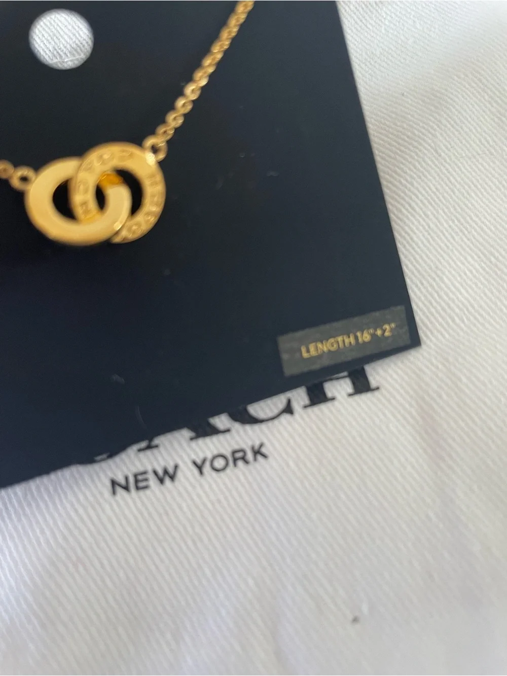 COACH Gold Interlocking Ring Pendant Necklace